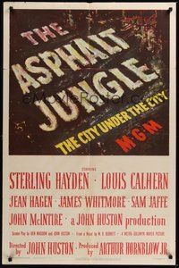 7m009 ASPHALT JUNGLE 1sh '50 Marilyn Monroe, Sterling Hayden, John Huston classic film noir!