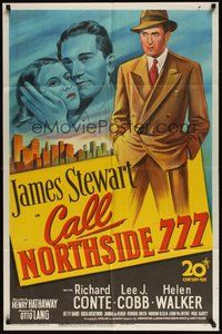 7m011 CALL NORTHSIDE 777 1sh '48 great stone litho of James Stewart, plus Conte & Walker!