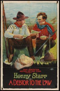 7m014 DEBTOR TO THE LAW 1sh '19 stone litho of outlaw Henry Starr, The Man Who Stole a Million!