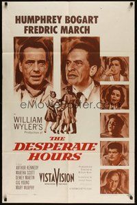 7m016 DESPERATE HOURS 1sh '55 Humphrey Bogart, Fredric March, directed by William Wyler!