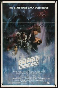 7m058 EMPIRE STRIKES BACK 1sh '80 George Lucas sci-fi classic, cool GWTW style art by Roger Kastel