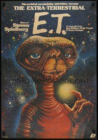 7m152 E.T. THE EXTRA TERRESTRIAL Polish 27x38 '84 Steven Spielberg classic, different Erol art!