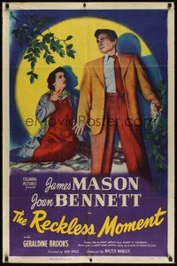 7m038 RECKLESS MOMENT 1sh '49 James Mason with scared Joan Bennett, directed by Max Ophuls!