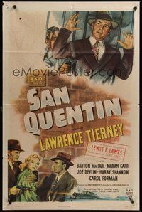 7m041 SAN QUENTIN style A 1sh '47 art of Lawrence Tierney behind bars, Barton MacLane, film noir!