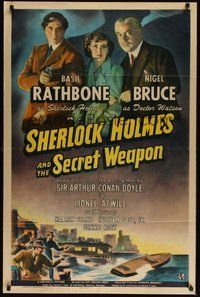 7m001 SHERLOCK HOLMES & THE SECRET WEAPON 1sh '42 detectives Basil Rathbone & Nigel Bruce!