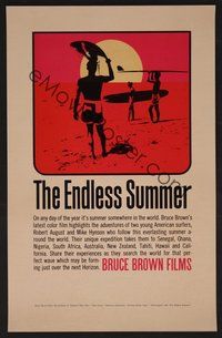 7m087 ENDLESS SUMMER small venue special 11x17 '67 Bruce Brown surfing sports classic, great art!