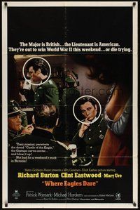7m053 WHERE EAGLES DARE style B 1sh '68 Clint Eastwood, Richard Burton, completely different!