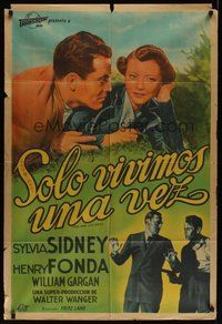 7p057 YOU ONLY LIVE ONCE Argentinean R40s Fritz Lang film noir, Henry Fonda & Sylvia Sidney!