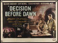 7p041 DECISION BEFORE DAWN British quad '51 cool art of Richard Basehart, Oskar Werner!