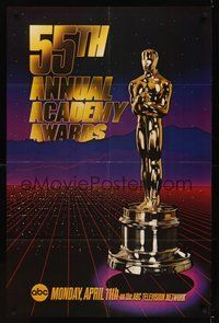 7r010 55TH ANNUAL ACADEMY AWARDS TV 1sh '83 cool Oscar over city image!