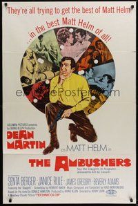 7r036 AMBUSHERS int'l 1sh '67 different image of Dean Martin as Matt Helm!