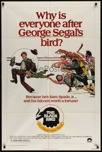 7r089 BLACK BIRD 1sh '75 George Segal, Maltese Falcon parody, great art by Drew Struzan!
