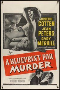 7r100 BLUEPRINT FOR MURDER 1sh '53 no one deserved to die more than sexy bad Jean Peters!