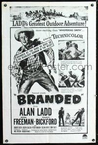 7r108 BRANDED 1sh R50s great artwork image of Alan Ladd!