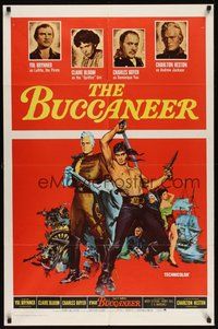 7r118 BUCCANEER 1sh '58 Yul Brynner, Charlton Heston, directed by Anthony Quinn!