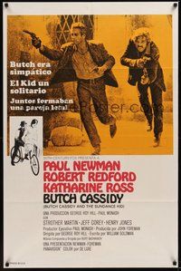 7r125 BUTCH CASSIDY & THE SUNDANCE KID Spanish/U.S. 1sh '69 Paul Newman, Robert Redford, Katharine Ross!