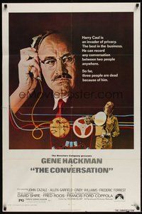 7r164 CONVERSATION 1sh '74 Gene Hackman is an invader of privacy, Francis Ford Coppola directed!