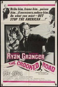 7r172 CROOKED ROAD 1sh '65 Robert Ryan, Stewart Granger, Nadia Gray, stop the American!