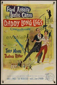 7r177 DADDY LONG LEGS 1sh '55 wonderful art of Fred Astaire in tux dancing with Leslie Caron!