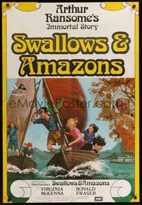 7r814 SWALLOWS & AMAZONS English 1sh '74 Virginia McKenna, Ronald Fraser, art of sailing kids!