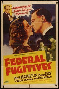 7r244 FEDERAL FUGITIVES 1sh '41 Doris Day, bombshell of action, intrigue and romance!