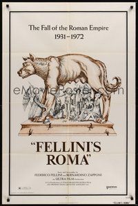 7r246 FELLINI'S ROMA 1sh '72 Italian Federico classic, the fall of the Roman Empire!