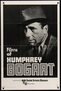 7r252 FILMS OF HUMPHREY BOGART 1sh '75 great portrait of the tough star wearing fedora!