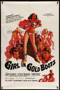 7r300 GIRL IN GOLD BOOTS 1sh '68 Jody Daniel, Leslie McRae, Ted V Mikels directed, great sexy art!