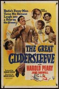 7r313 GREAT GILDERSLEEVE style A 1sh '43 Harold Peary, radio's funny man makes a roar on the screen
