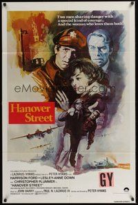 7r330 HANOVER STREET int'l 1sh '79 different art of Harrison Ford & Lesley-Anne Down in WWII!