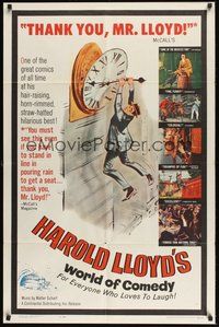 7r333 HAROLD LLOYD'S WORLD OF COMEDY 1sh '62 one of the great comics of all time at his best!