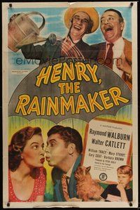 7r351 HENRY THE RAINMAKER 1sh '49 Raymond Walburn & Walter Catlett pouring water on umbrella!