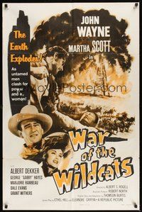7r387 IN OLD OKLAHOMA 1sh R59 John Wayne, Martha Scott, cool artwork, War of the Wildcats!