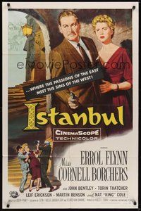 7r400 ISTANBUL 1sh '57 Errol Flynn & Cornell Borchers in Turkey's city of a thousand secrets!