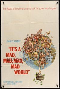 7r407 IT'S A MAD, MAD, MAD, MAD WORLD style A pictorial 1sh '64 art of cast on Earth by Jack Davis!