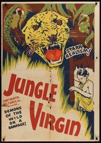 7r412 JAWS OF THE JUNGLE 1sh R30s Africa, cool art of animals, demons of the wild on a rampage!