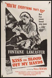 7r435 KISS THE BLOOD OFF MY HANDS military 1sh R60s Joan Fontaine, fugitive Burt Lancaster!