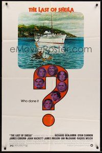 7r449 LAST OF SHEILA 1sh '73 artwork of dead body floating away from ship by Robert Tanenbaum!