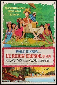 7r488 LT. ROBIN CRUSOE, U.S.N. 1sh R74 Disney, cool art of Dick Van Dyke & island babes!
