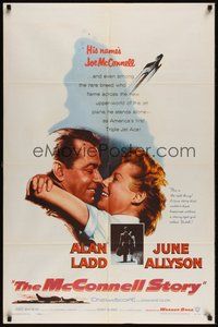 7r517 McCONNELL STORY 1sh '55 Alan Ladd is America's first triple jet ace, June Allyson!