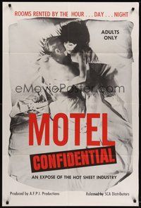 7r546 MOTEL CONFIDENTIAL 1sh '67 the hot sheet industry, rooms by the hour, day, or night!