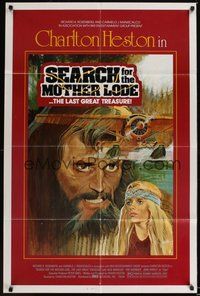 7r547 MOTHER LODE 1sh '82 artwork of wild man Charlton Heston, the last great treasure!