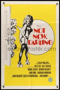 7r596 NOT NOW DARLING English 1sh '73 artwork of super sexy Julie Ege in lingerie!