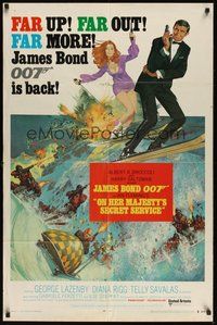 7r605 ON HER MAJESTY'S SECRET SERVICE style B 1sh '69 George Lazenby's only movie as Bond!