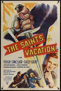 7r708 SAINT'S VACATION 1sh '41 Hugh Sinclair in the title role, cool artwork of dagger!