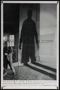 7r738 SHADOWS & FOG DS 1sh '92 cool photographic image of Woody Allen by Brian Hamill!