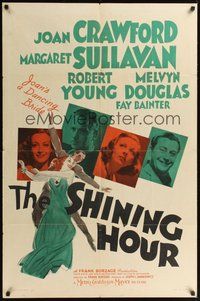 7r745 SHINING HOUR style C 1sh '38 Melvyn Douglas, Joan Crawford, Margaret Sullavan, Robert Young!