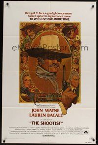 7r747 SHOOTIST 1sh '76 best Richard Amsel artwork of cowboy John Wayne & cast!