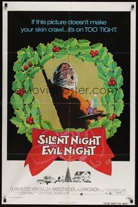 7r751 SILENT NIGHT EVIL NIGHT 1sh '74 this gruesome image will surely make your skin crawl!