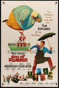 7r767 SON OF FLUBBER style B 1sh '63 Walt Disney, art of absent-minded professor Fred MacMurray!